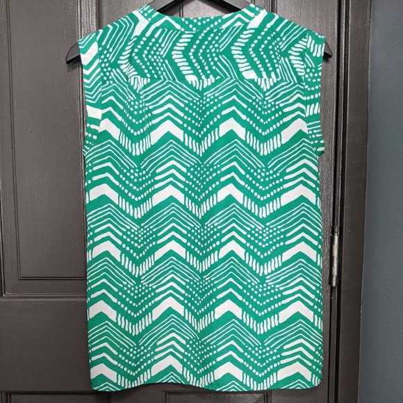 J. Crew Green and White Patterned  Sleeveless Top - Picture 3 of 6